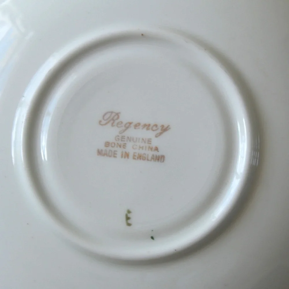 Regency Bone China Fruit Pattern Saucer Made in England Gold Trim Scalloped 5.5